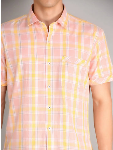 Pink Checkered Regular Fit Shirt TIM PARIS
