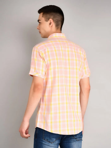 Pink Checkered Regular Fit Shirt TIM PARIS
