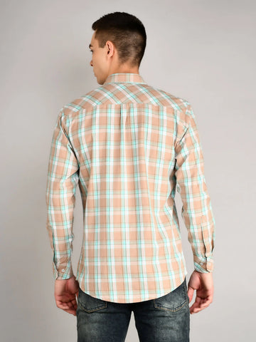 Beige Checkered Regular Fit Shirt TIM PARIS