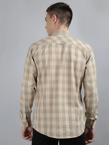 Beige Classic Checks Shirt Tim Paris