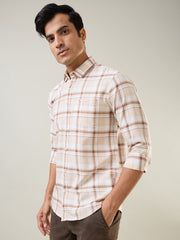 Brown Checkered Regular Fit Shirt