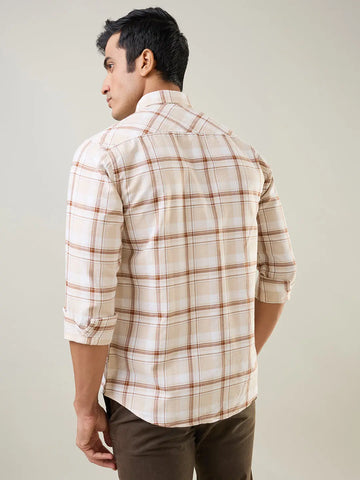 Brown Checkered Regular Fit Shirt TIM PARIS