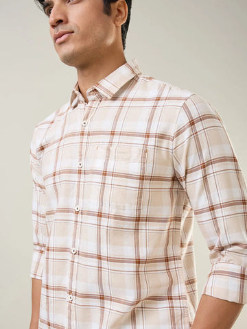 Brown Checkered Regular Fit Shirt TIM PARIS