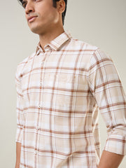 Brown Checkered Regular Fit Shirt