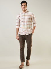 Brown Checkered Regular Fit Shirt