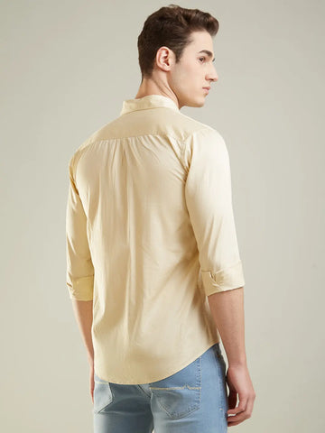 Beige Solid Regular Fit Shirt TIM PARIS