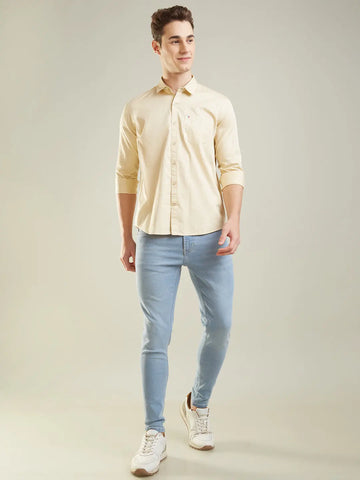 Beige Solid Regular Fit Shirt TIM PARIS