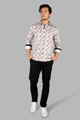 Brown Geometric Print Slim Fit Shirt