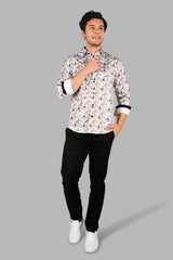 Brown Geometric Print Slim Fit Shirt