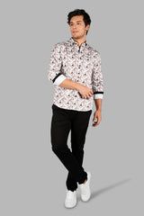 Brown Geometric Print Slim Fit Shirt