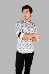 Grey Geometric Print Shirt