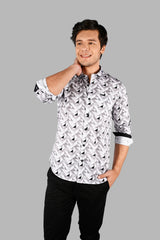Grey Geometric Print Shirt
