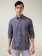 Grey Checkered Regular Fit Shirt