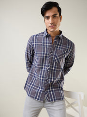 Grey Checkered Regular Fit Shirt