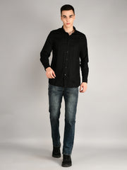 Black Striped Regular Fit Shirt