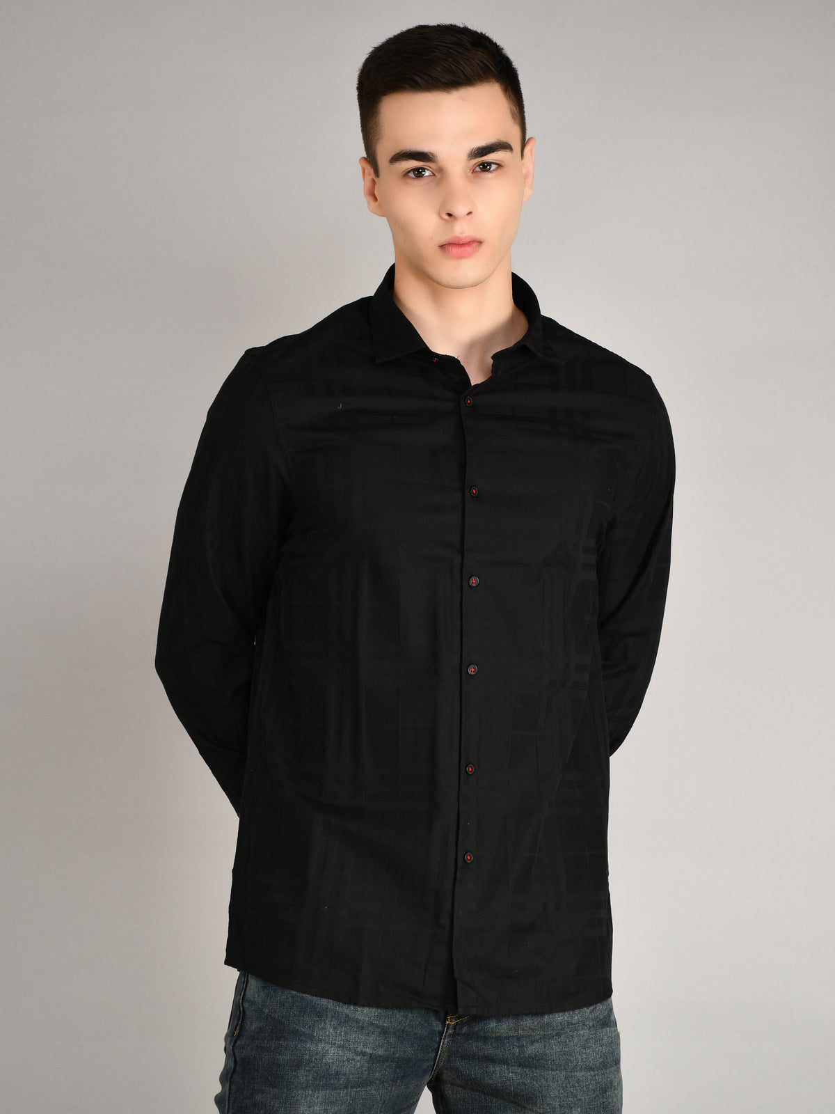 Black Striped Regular Fit Shirt