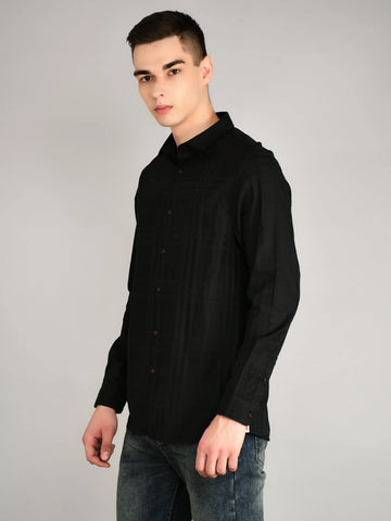 Black Striped Regular Fit Shirt TIM PARIS