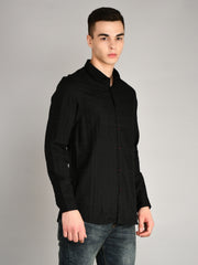 Black Striped Regular Fit Shirt