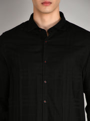 Black Striped Regular Fit Shirt