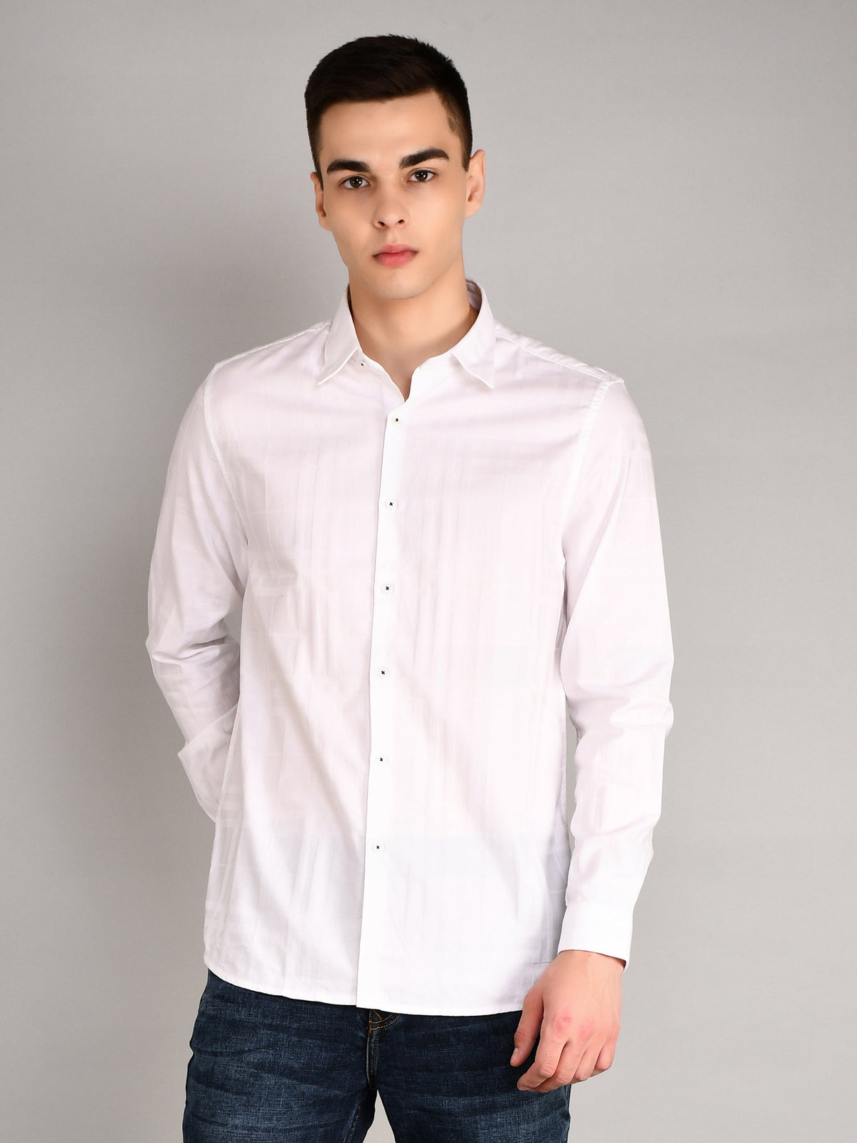 White Striped Regular Fit Shirt