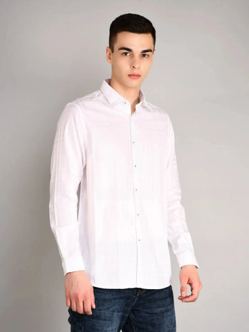 White Striped Regular Fit Shirt TIM PARIS