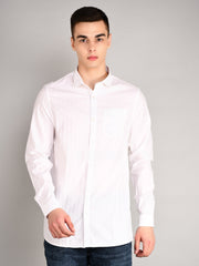 Bright White Striped Regular Fit Shirt