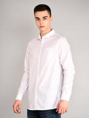 Bright White Striped Regular Fit Shirt
