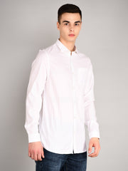Bright White Striped Regular Fit Shirt