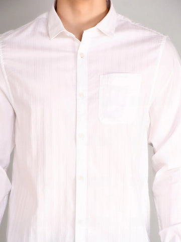 Bright White Striped Regular Fit Shirt Tim Paris