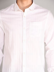 Bright White Striped Regular Fit Shirt
