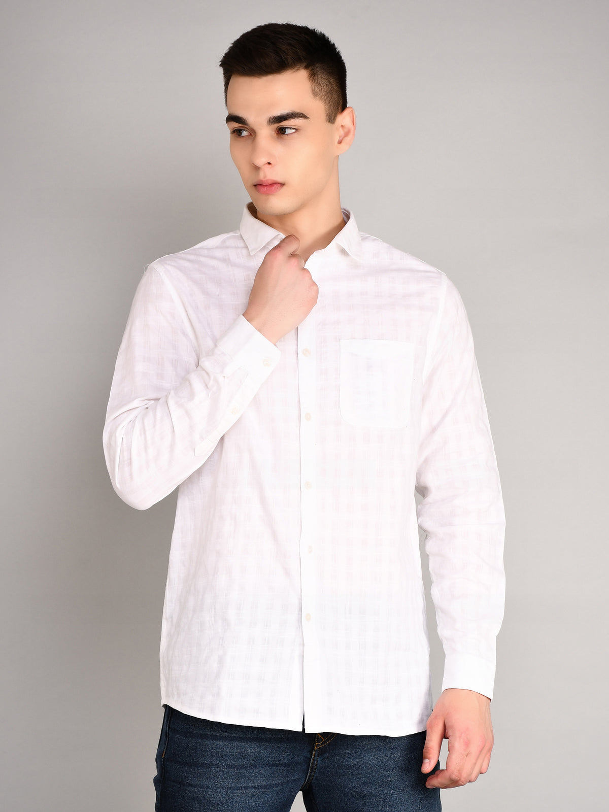 White Sand Striped Regular Fit Shirt