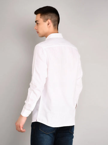 White Textured Regular Fit Shirt Tim Paris