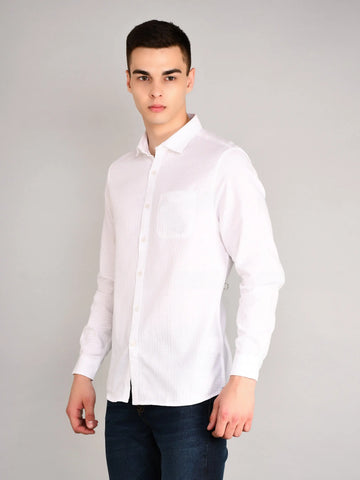 White Textured Regular Fit Shirt Tim Paris