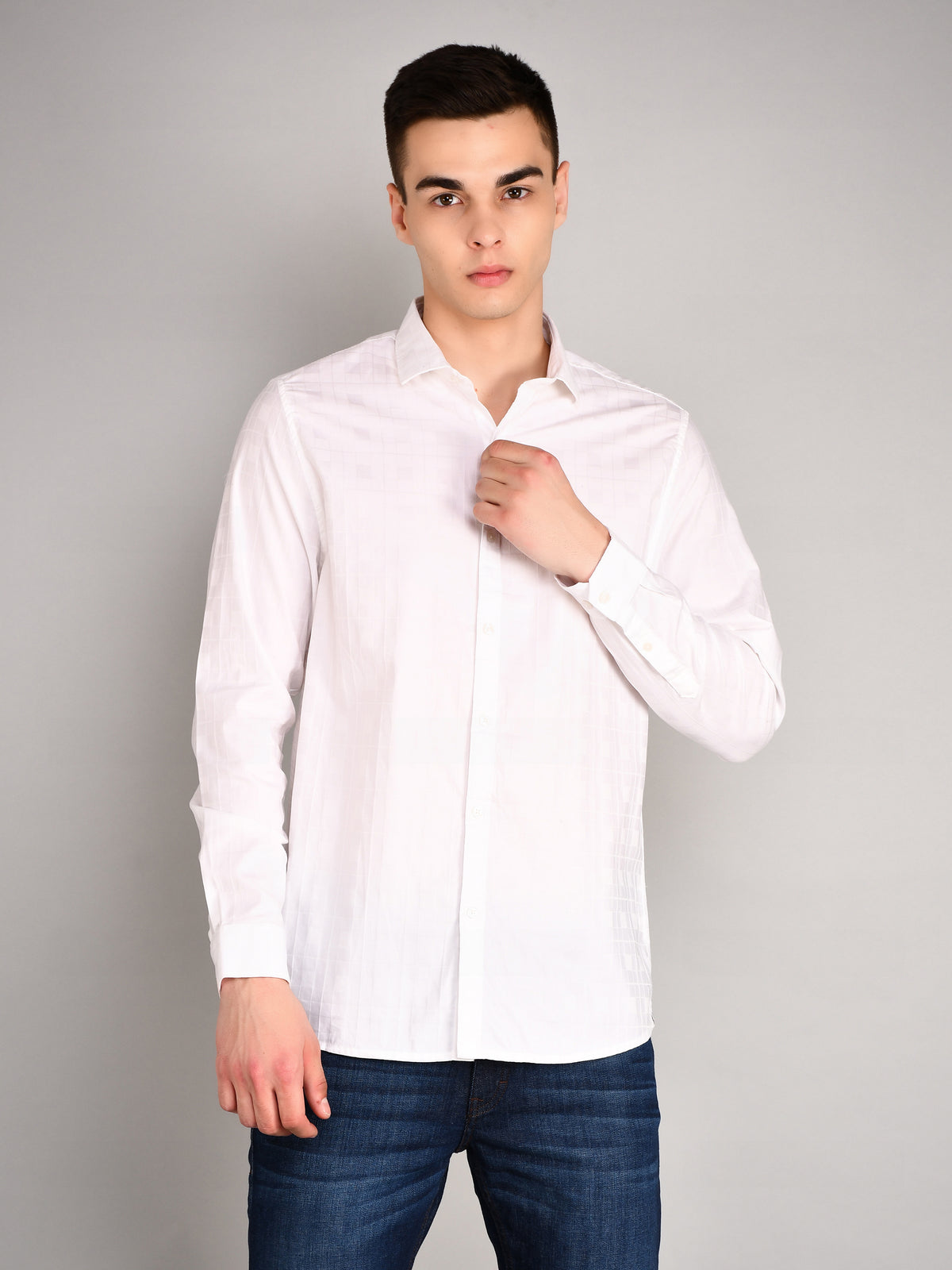 White Sand Striped Regular Fit Shirt