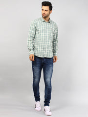 Green Checkered Regular Fit Shirt