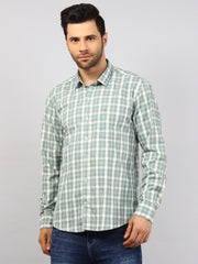 Green Checkered Regular Fit Shirt