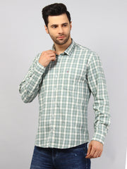 Green Checkered Regular Fit Shirt