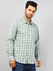 Green Checkered Regular Fit Shirt