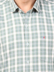 Green Checkered Regular Fit Shirt
