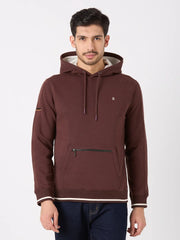 Chocolate Plum Printed Regular Fit Hoodie TIM PARIS