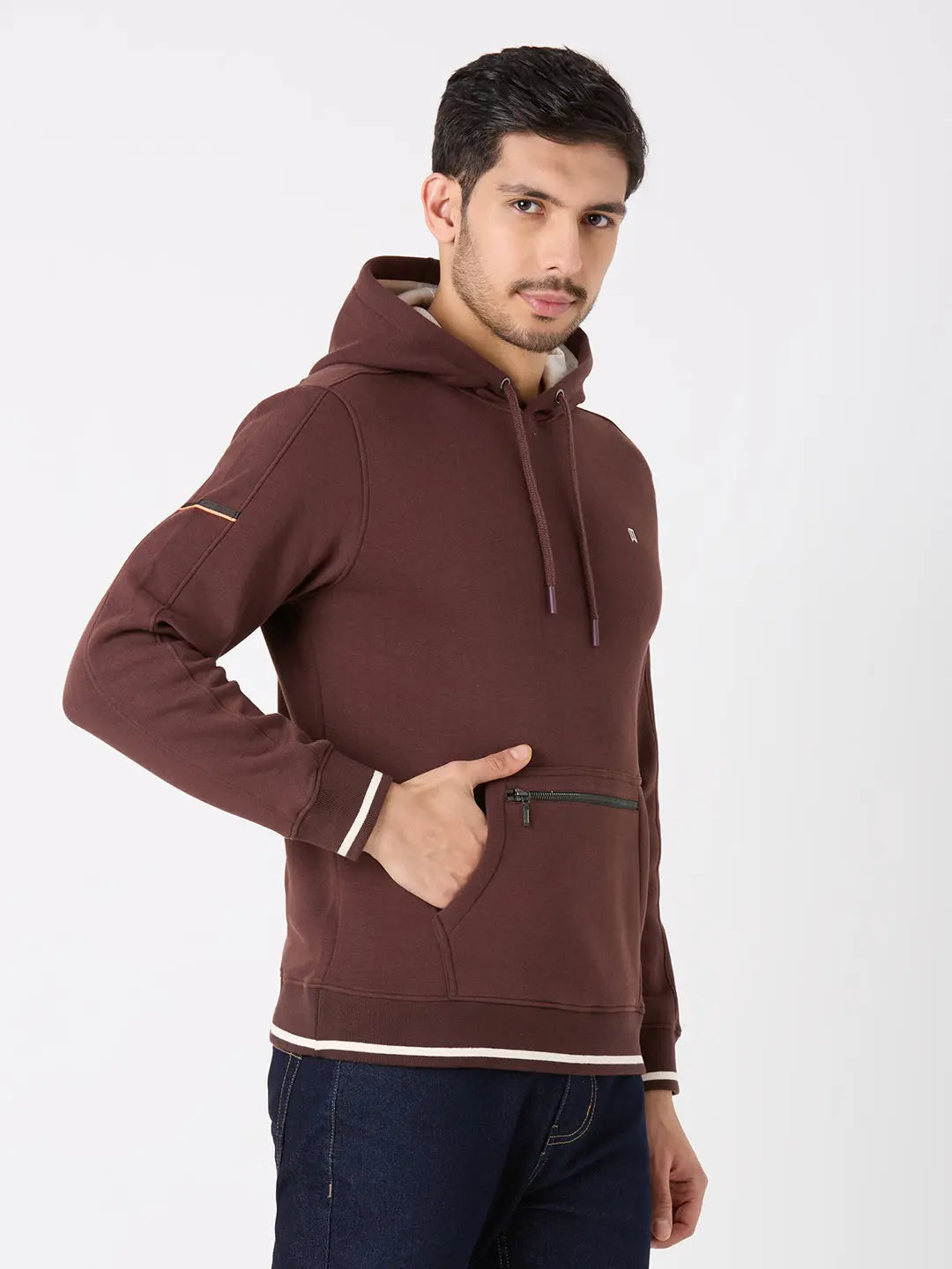 Chocolate Plum Printed Regular Fit Hoodie TIM PARIS