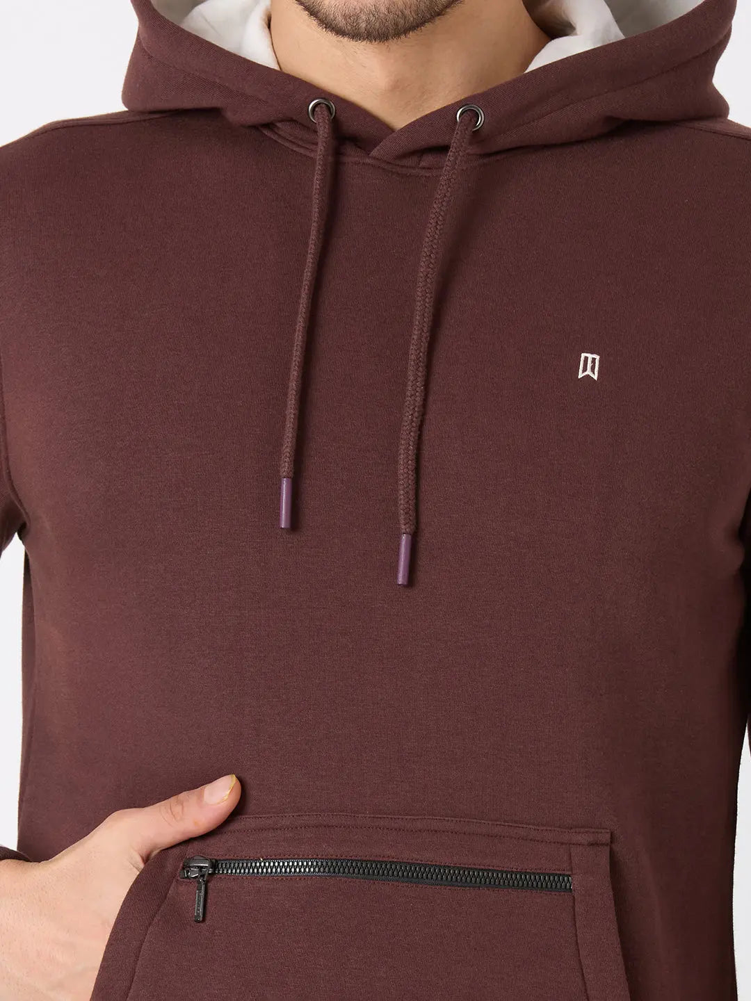 Chocolate Plum Printed Regular Fit Hoodie TIM PARIS