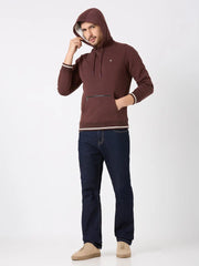 Chocolate Plum Printed Regular Fit Hoodie TIM PARIS