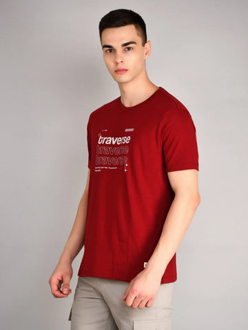 Traverse Maroon Graphic Print T-Shirt Tim Paris