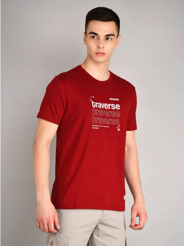 Traverse Maroon Graphic Print T-Shirt Tim Paris