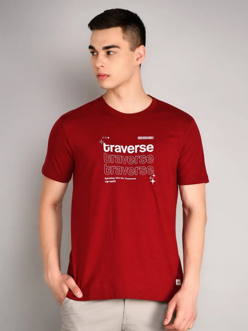Traverse Maroon Graphic Print T-Shirt Tim Paris