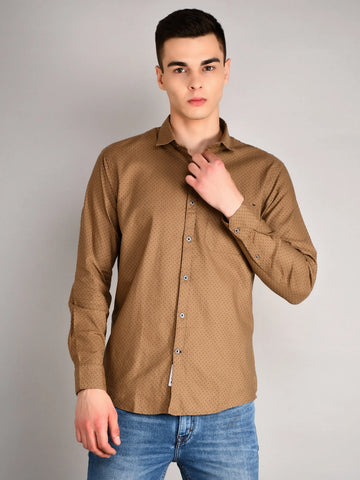 Beige Micro Print Shirt Tim Paris