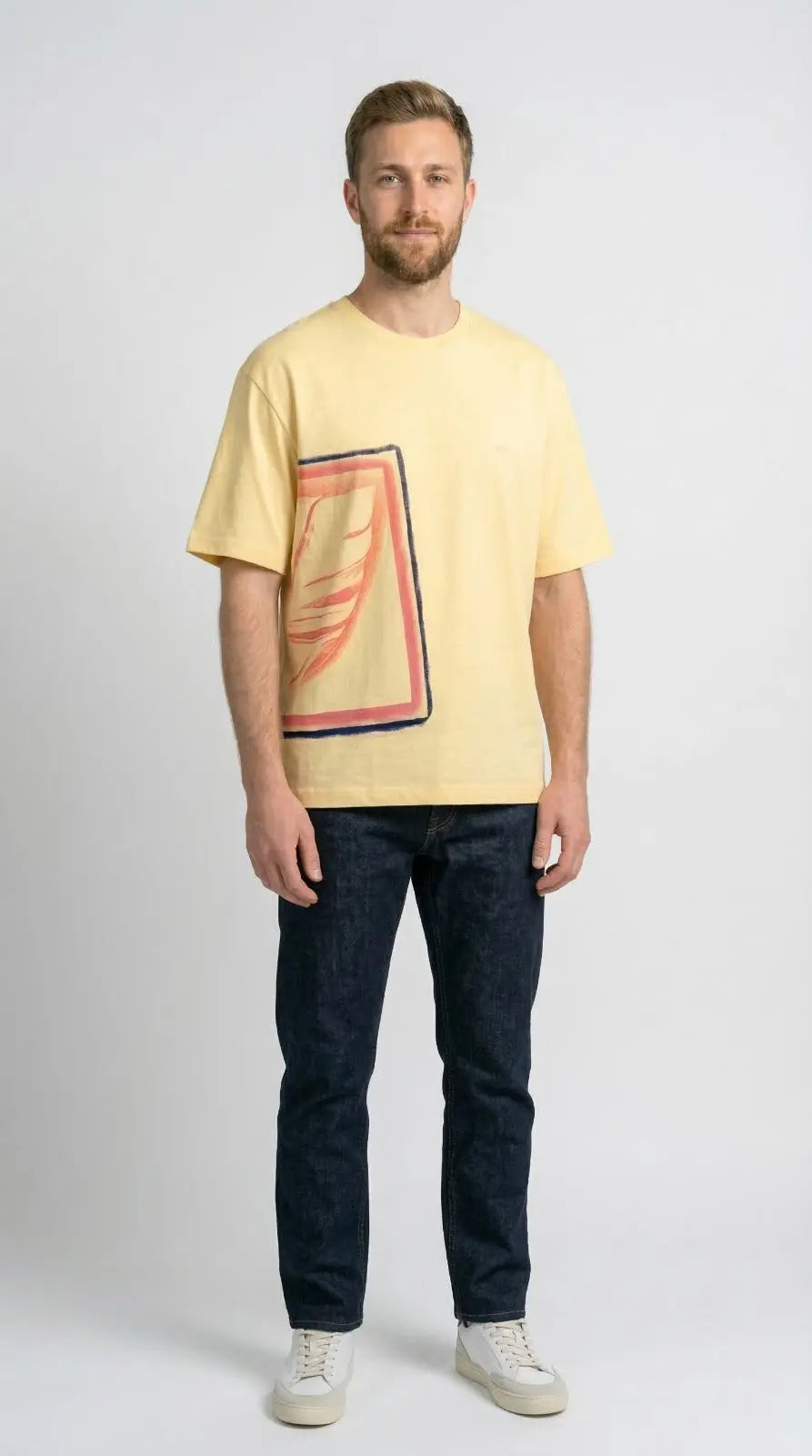 YELLOW ROUND NECK PRINT T-SHIRT Tim Paris