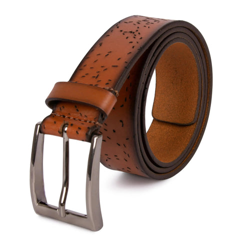 Tan Textured Leather Belt for men Tim Paris