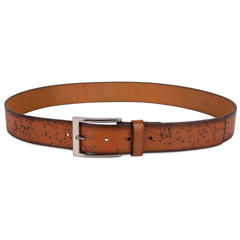 Tan Textured Leather Belt for men Tim Paris
